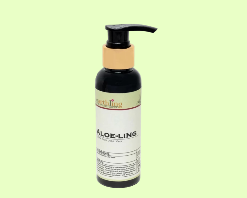 Aloe-ling Gel by Earthling – 100% pure aloe vera gel for skin and hair, soothing, hydrating, and nourishing with vitamins A, C, E, and beta carotene."