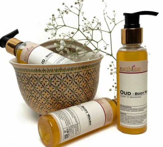 Earthling Oud Body Wash – luxurious natural body wash with Oud fragrance for soft, hydrated skin in Pakistan