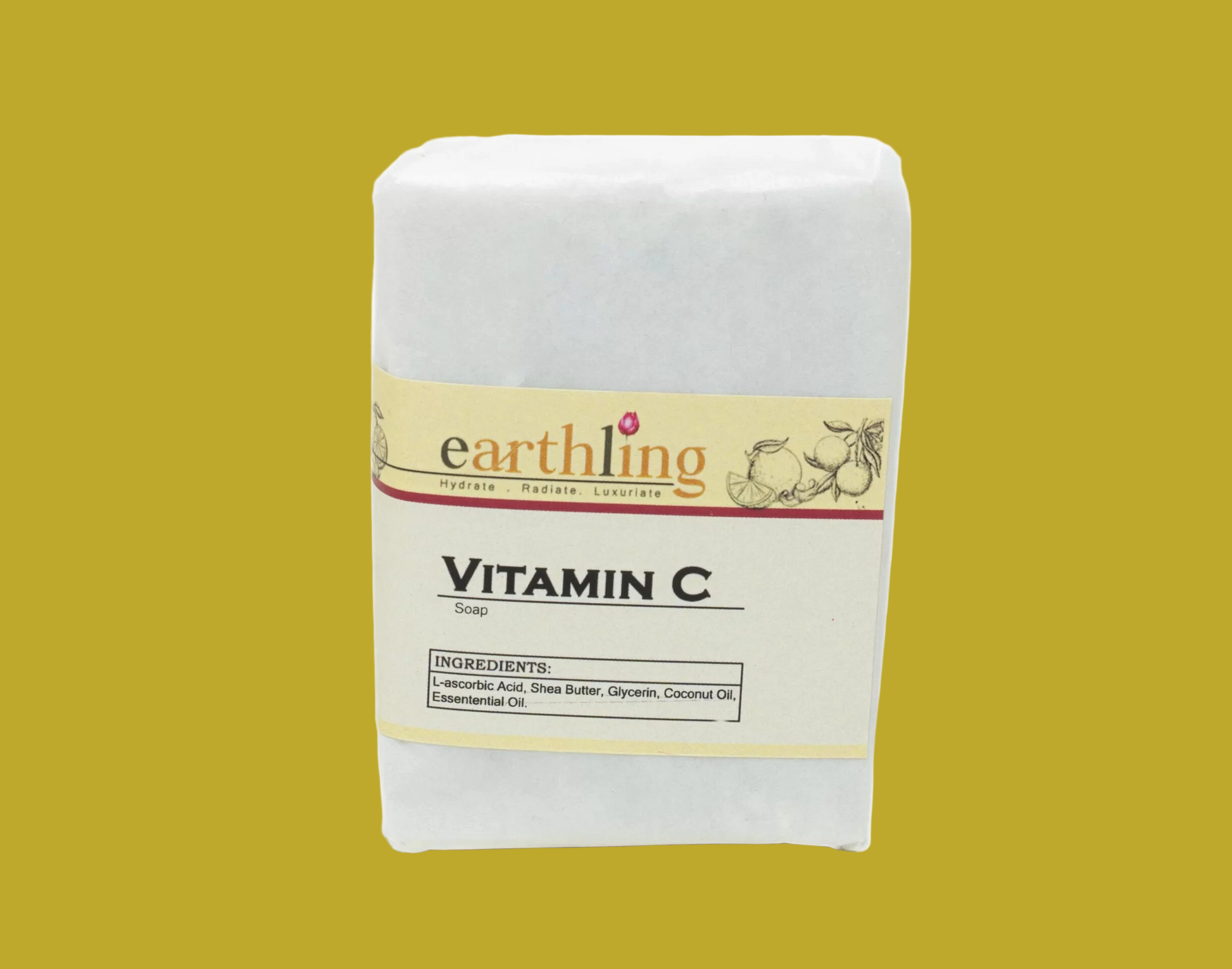Earthling Vitamin C Soap — natural brightening herbal soap enriched with vitamin C for radiant, healthy skin.