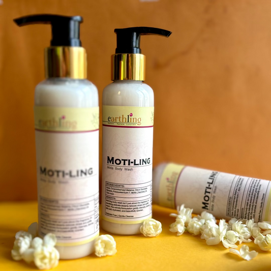 Creamy motia jasmine body wash with light exfoliation for soft, smooth skin