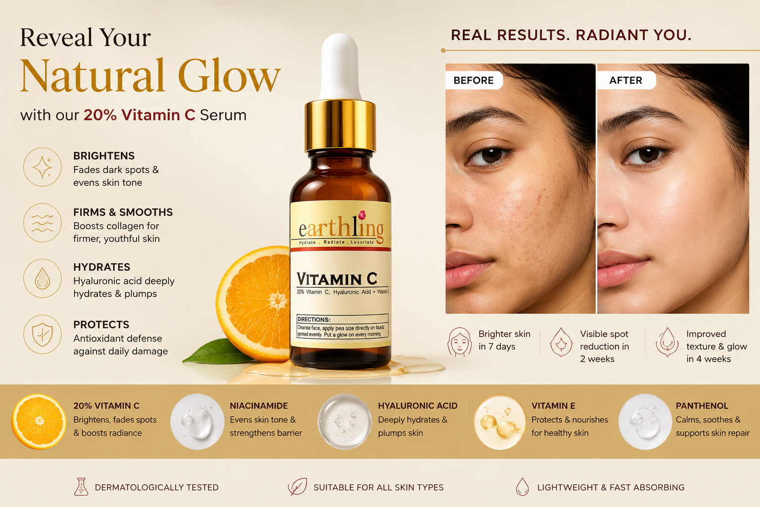 Earthling vitamin C Serum Results